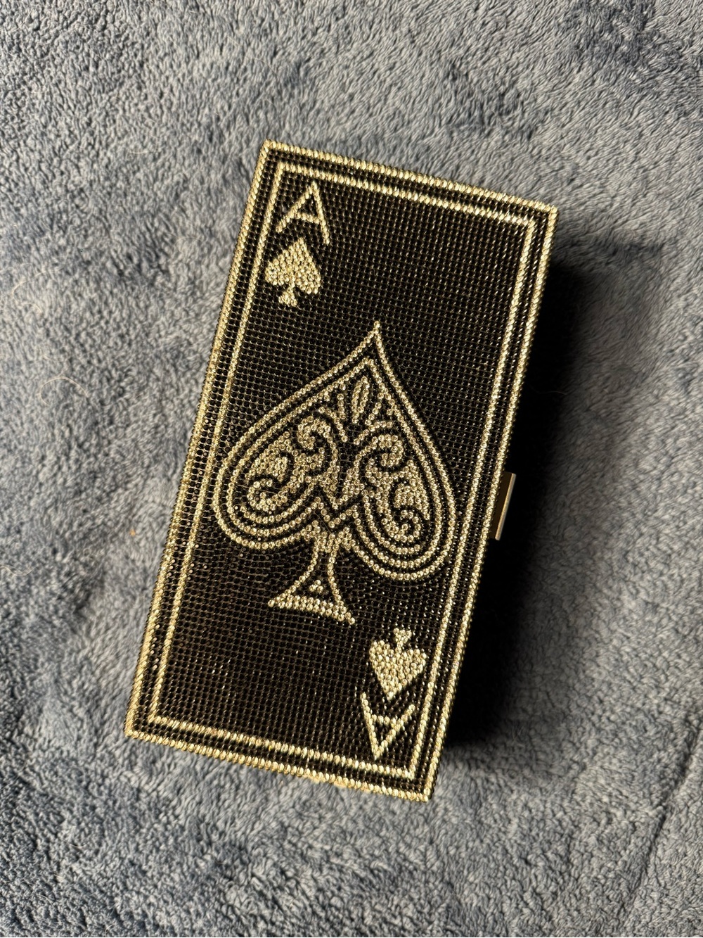 Embellished Ace of Spades Decorative Box - Black & Silver